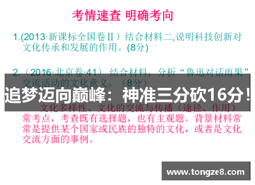 追梦迈向巅峰：神准三分砍16分！